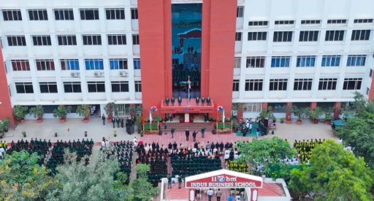 Aerial view of the IIEBM Indus Business School campus in Wakad, Pune