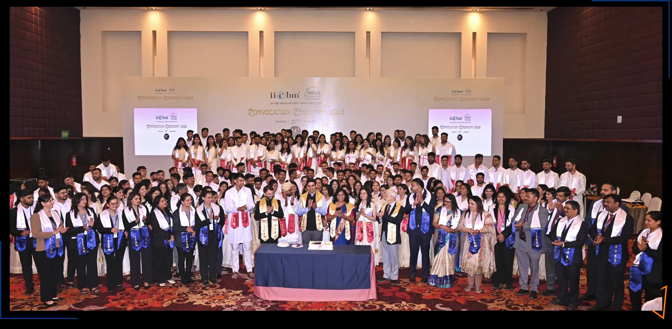 The IIEBM Convocation Ceremony 2025 with the graduating batch on stage