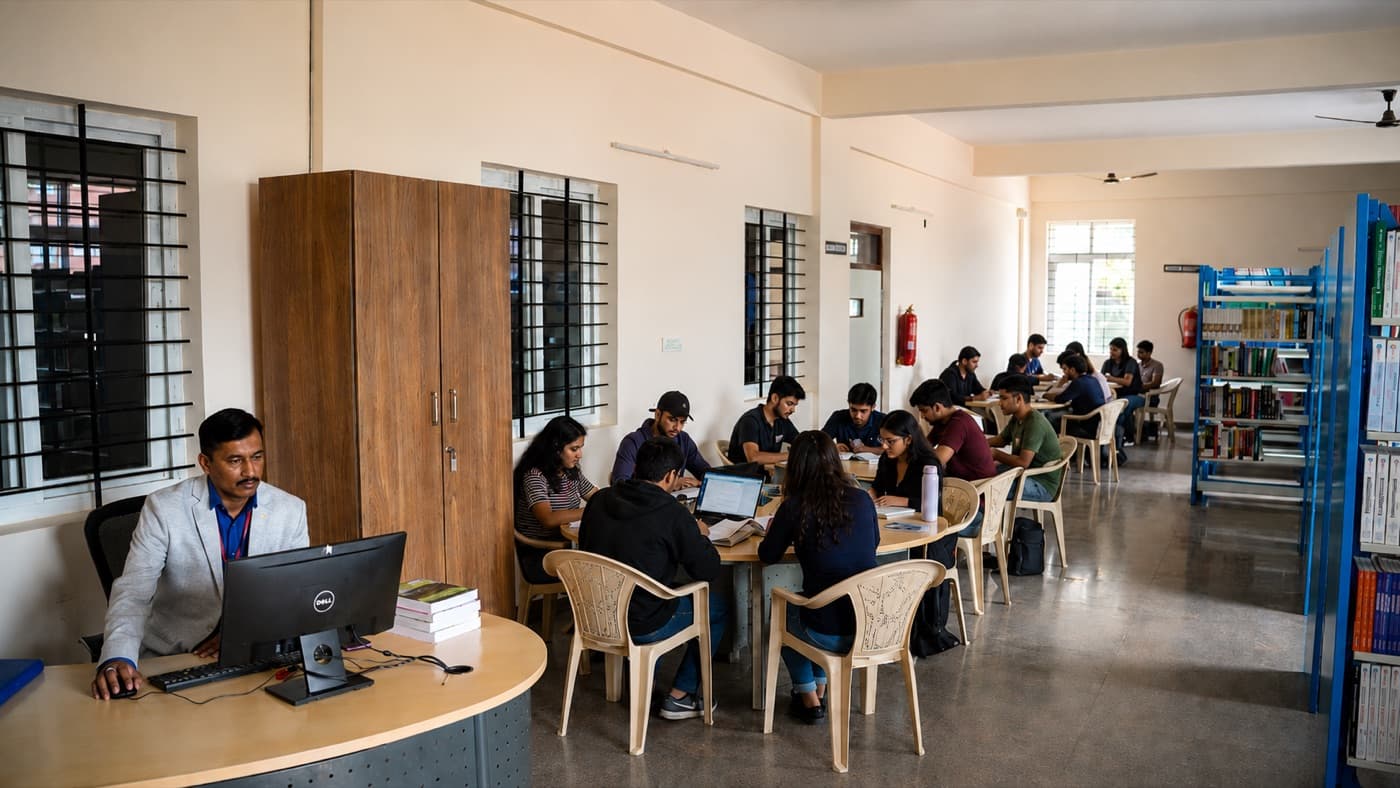 Students working in the Alliance University library