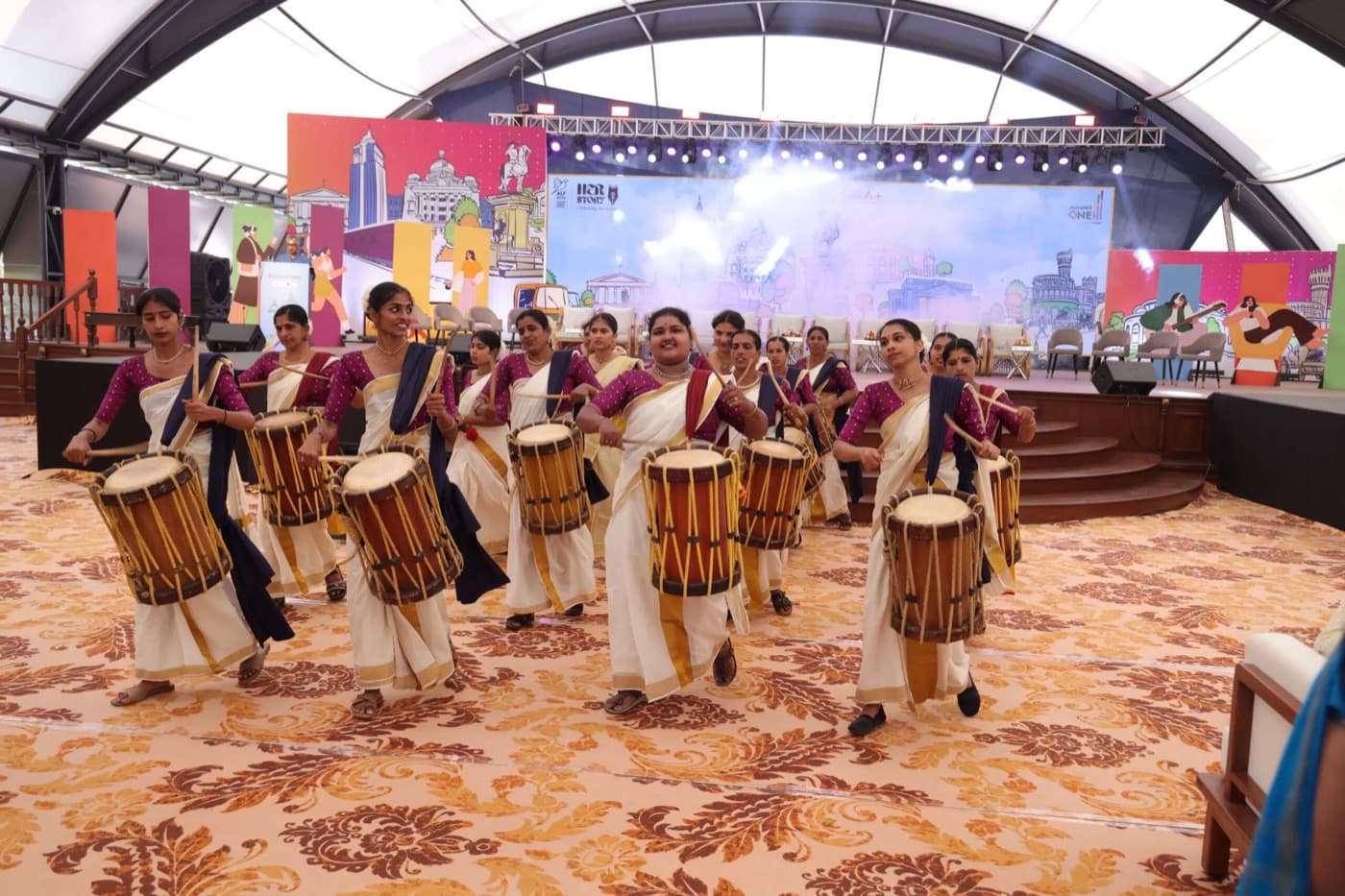 Students performing at a cultural festival on campus